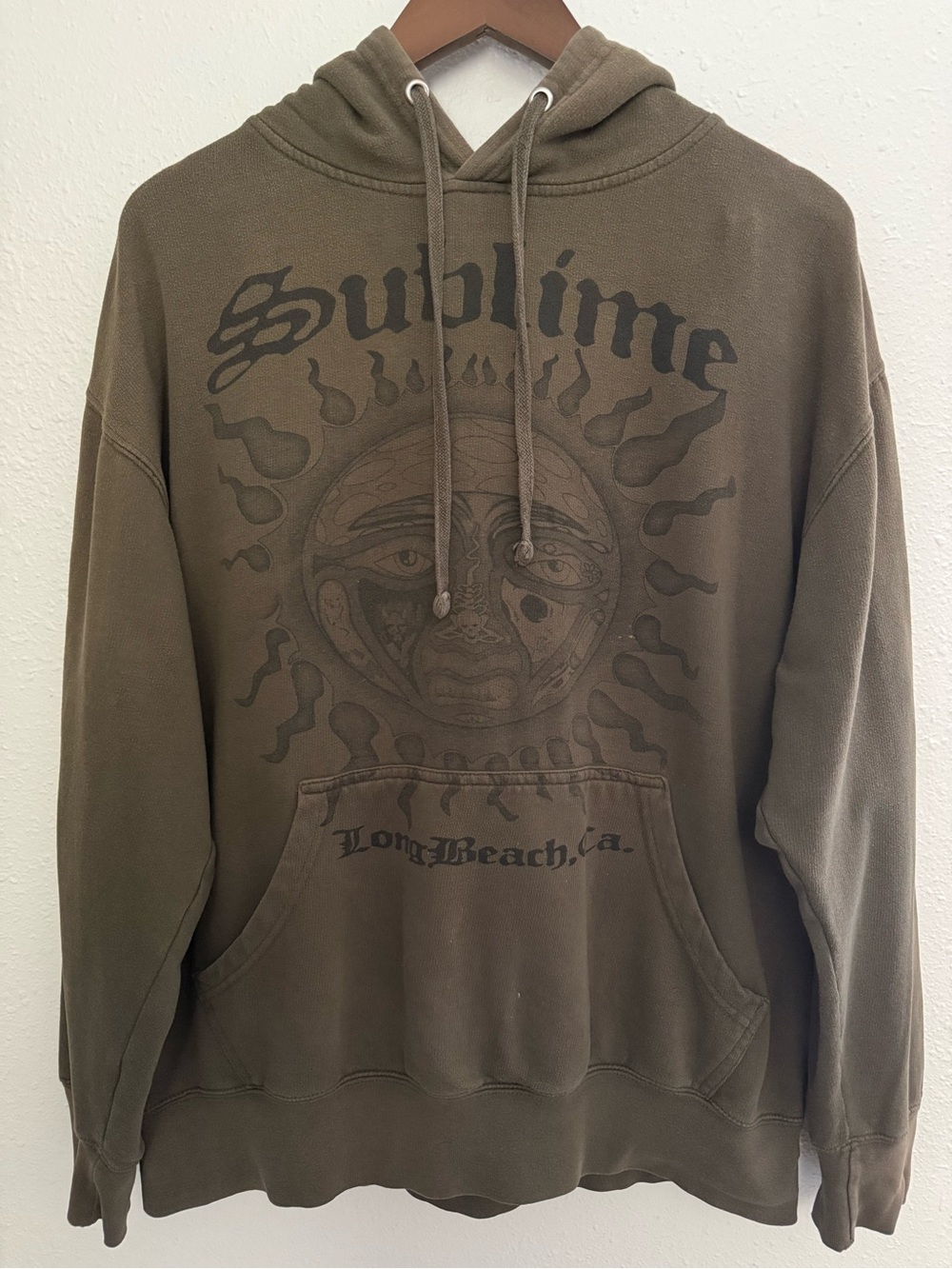 Sublime Long Beach California Graphic Hoodie Brown Size L